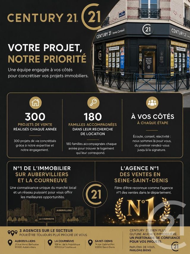 Appartement F2 à vendre - 2 pièces - 41.7 m2 - ST DENIS - 93 - ILE-DE-FRANCE - Century 21 Immo Conseil